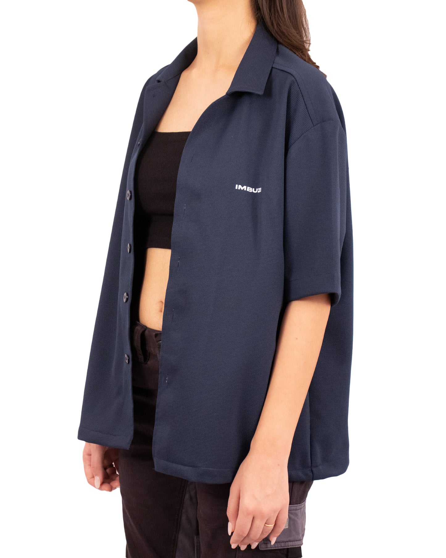 Navy Blue Bowling Shirt Oversized