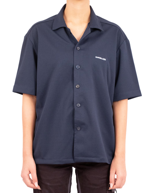 Navy Blue Bowling Shirt Oversized